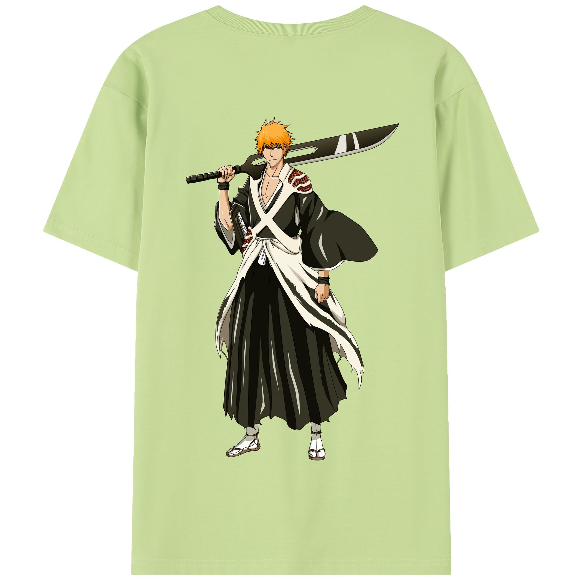 （画像用） ブリーチ 黒崎一護（くろさき いちご）BLEACH Kurosaki Ichigo 綿100％半袖Tシャツ（背面プリント）